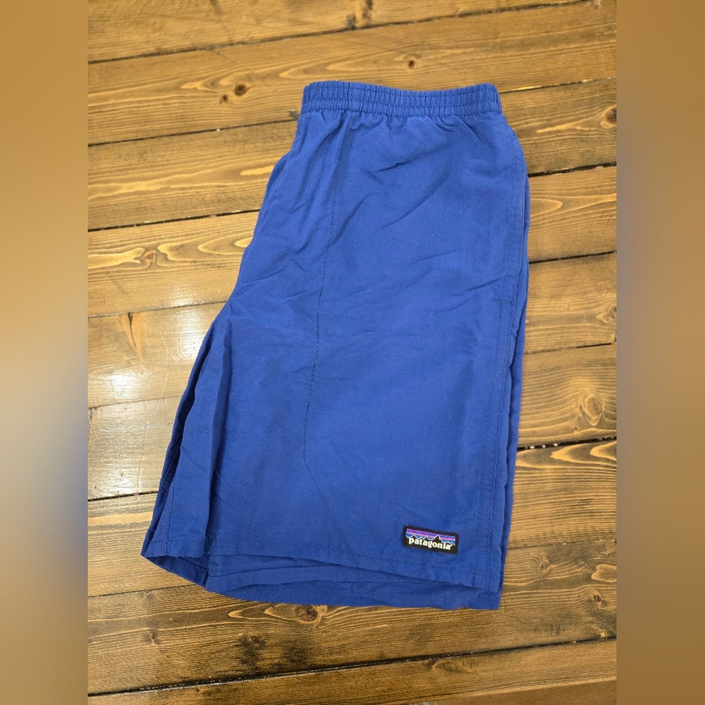 Men Patagonia Royal Blue Elastic-Waist Shorts With Pockets And Linning Size Med